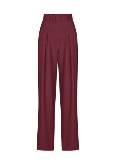 F.ilkk Belted Trousers Burgundy