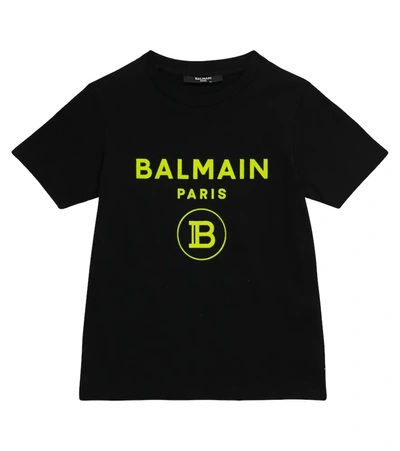 Balmain Teen Logo-print Cotton T-shirt In Schwarz