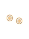 Tory Burch Mother-of-pearl Logo Stud Earrings In Mother Of Pearl/white