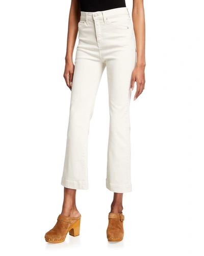 Veronica Beard Jeans Carson High-rise Ankle Flare Jeans In Ecru