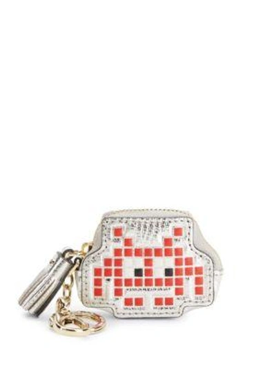Anya Hindmarch Space Invader Leather Coin Purse In Red