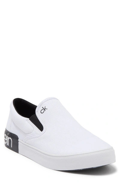 Calvin Klein Men's Ryor Slip-on Sneakers Men's Shoes In White 10oz Canvas  Vf | ModeSens