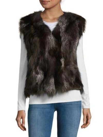Adrienne Landau Natural Fox Fur Vest In Natural Silver