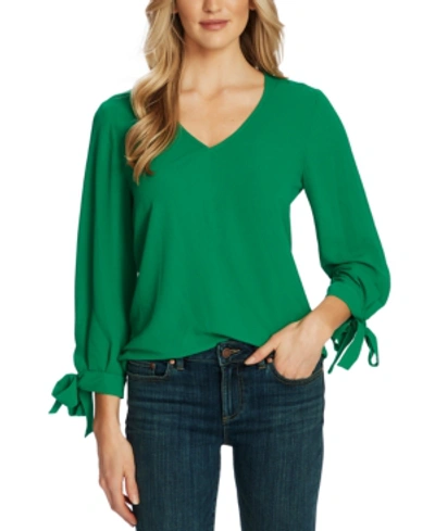 Cece By Cynthia Steffe Tie-cuff Top In Lush Green