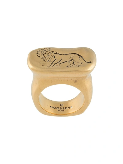 Goossens Harumi Lion Signet Ring In Gold