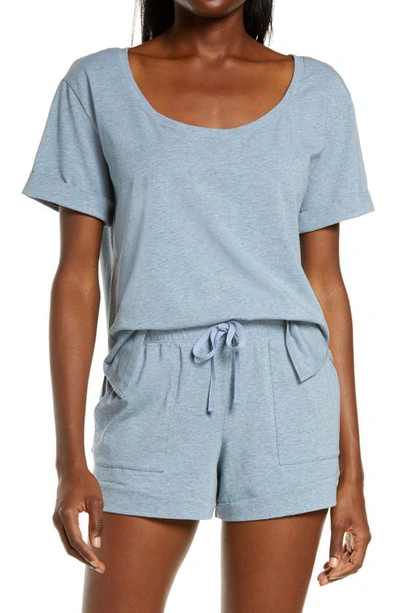 Felina Organic Cotton Scoop Neck Loungewear T-shirt In Sky