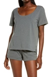 Felina Organic Cotton Scoop Neck Loungewear T-shirt In Slate