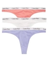 Calvin Klein Carousel Cotton Thong 3-pack Qd3587 In Ephemeral/white/sensation