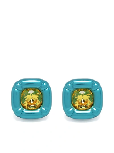 Swarovski Crystal Stud Earrings In Blue,yellow
