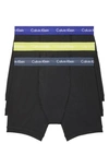 Calvin Klein Cotton Stretch Moisture Wicking Boxer Briefs, Pack Of 3 In Black/black