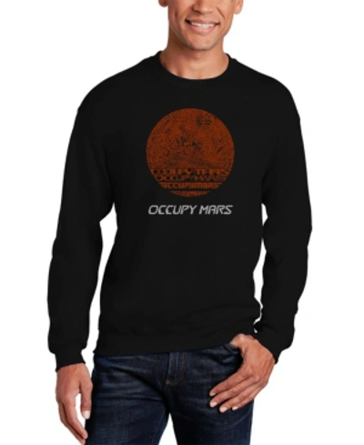 La Pop Art Men's Occupy Mars Word Art Crewneck Sweatshirt In Black