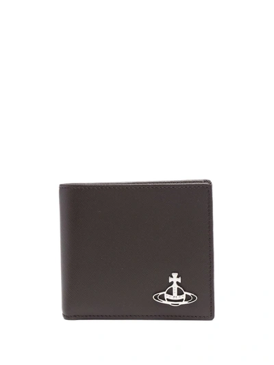 Vivienne Westwood Orb Logo Plaque Wallet In Braun