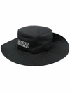 Ganni Womens Phantom Logo-embroidered Organic-cotton Bucket Hat In Black