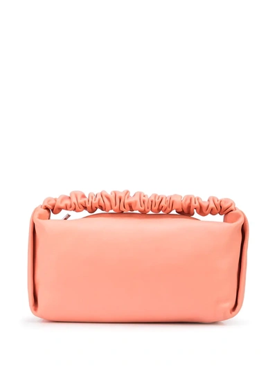 Alexander Wang Scrunchie Small Leather Clutch In Quartz Pink