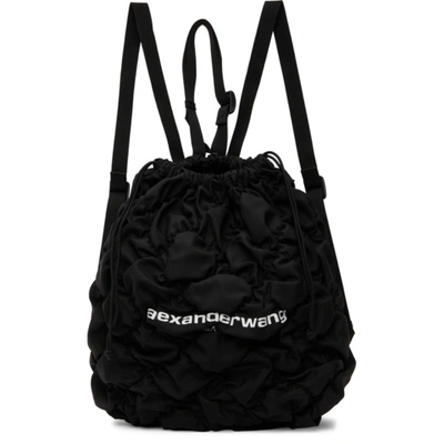 Alexander Wang 'rebound' Logo Print Diamond Quilt Ruched Nylon Backpack In Black
