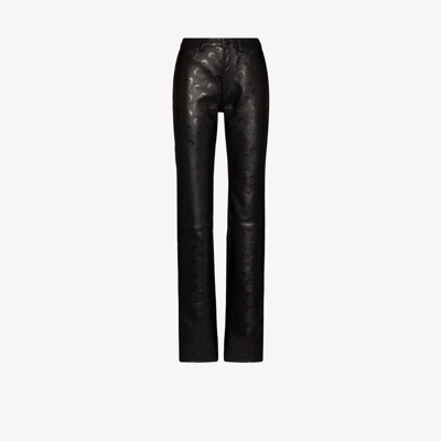 Marine Serre Crescent Moon-print Leather Trousers In Black