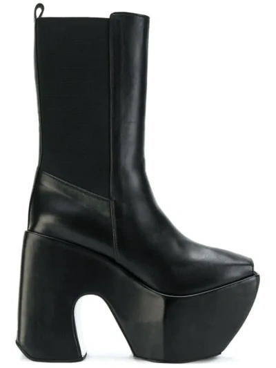 Marques' Almeida Opening Ceremony Nappa Leather Open Toe Platform Boots In Black