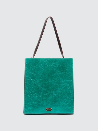 Frances Valentine Finn Naplak Leather Tote In Green Oyster