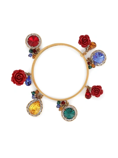 Dolce & Gabbana Crystal-embellished Bangle Bracelet In Gold