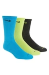 Nike Dry 3-pack Everyday Plus Cushion Crew Training Socks In Cyber/laser Blue/black Heather