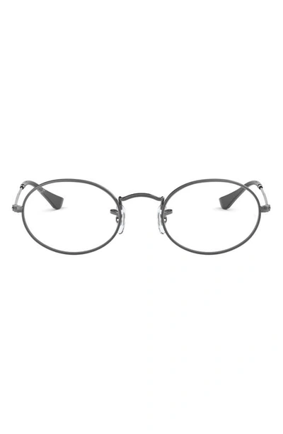 Ray Ban 51mm Oval Optical Glasses In Gunmetal