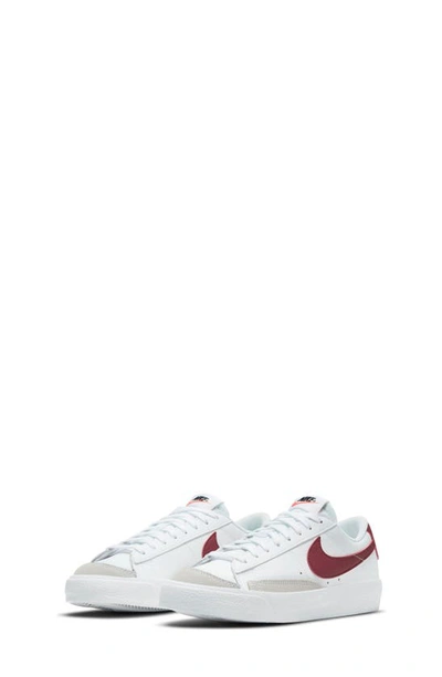 Nike Kids' Blazer Low '77 Low Top Sneaker In White/ Red/ White/ Black