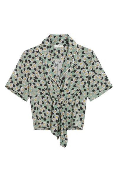 Sandro Womens Verts Irosa Floral Print Woven Shirt 6 In Multicolor