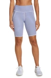 Sweaty Betty Power High Waist Pocket Bike Shorts In Blue Sb Move Print