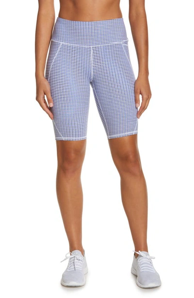 Sweaty Betty Power High Waist Pocket Bike Shorts In Blue Sb Move Print