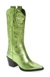 Jeffrey Campbell Dagget Cowboy Heeled Boot In Metallic Green, Women's At Urban Outfitters