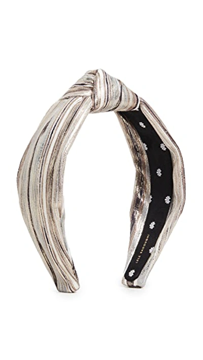 Lele Sadoughi Striped Metallic Velour Headband In Silver