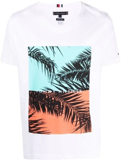 Tommy Hilfiger Palm Print Organic Cotton T-shirt In Weiss | ModeSens