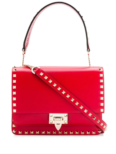 Valentino Garavani Rockstud Shoulder Bag In Red