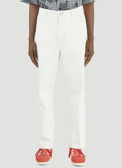 Ader Error High Waisted Jeans In White