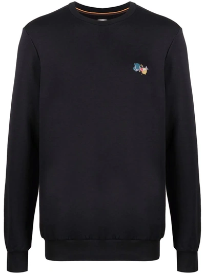 Paul Smith Logo-print Crew-neck Sweatshirt In Blue