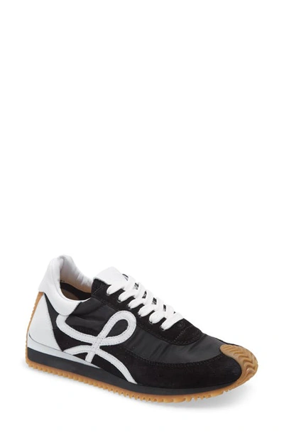 Loewe Flow Runner Monogram Leather And Shell Trainers In Black