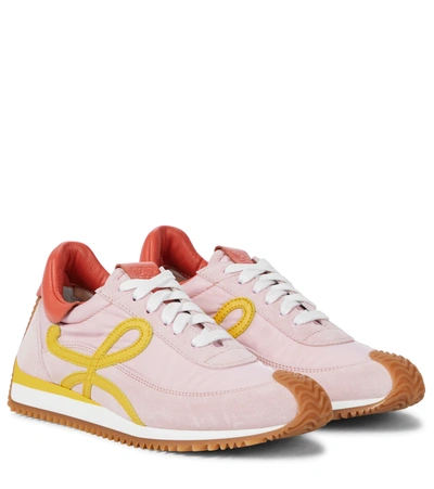 Loewe Flow Runner Leather, Suede And Shell Sneakers In Light Pink