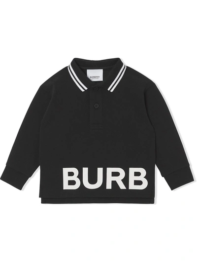 Burberry Babies' Kids Long-sleeved Logo Polo Shirt (6-24 Months) In Black