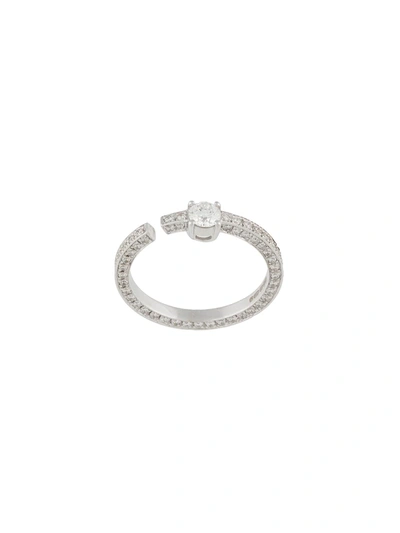 Maison Dauphin 18kt White Gold Full Set Diamond Ring In Silber