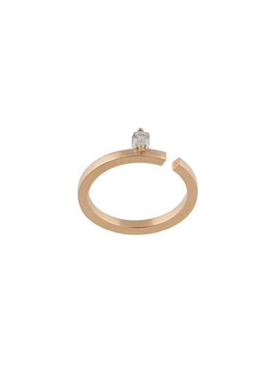 Maison Dauphin 18kt Rose Gold Emerald-cut Diamond Open Ring