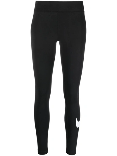Nike Essentials Swoosh Leggings In Black In Black/white