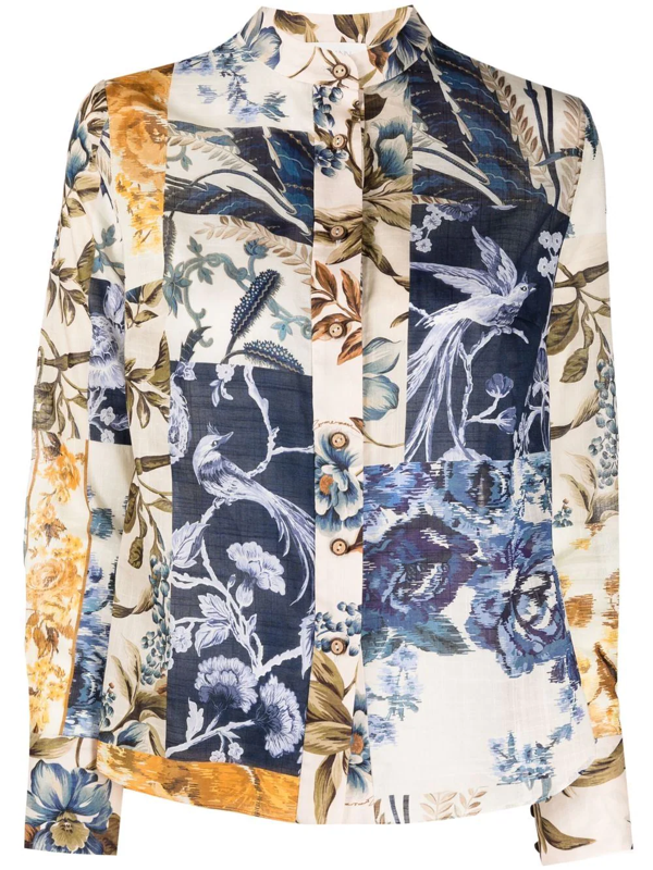 Zimmermann Floral-print Panelled Blouse In Multi | ModeSens