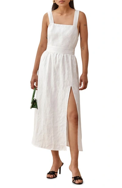 Reformation Elara Linen Fit & Flare Dress In White
