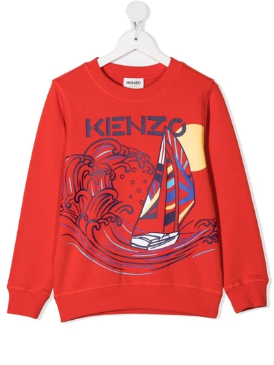 Kenzo Graphic-print Cotton Sweatshirt In Red