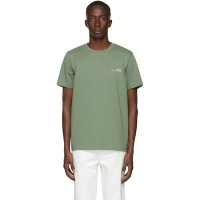 Apc Logo-embellished T-shirt In Kae Gray Green
