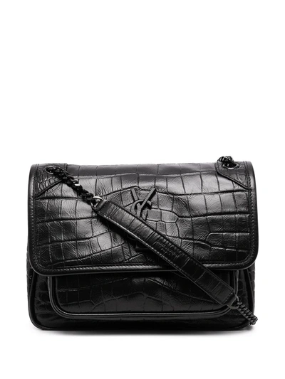 Saint Laurent Niki Embossed Shoulder Bag In Black