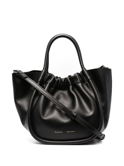 Proenza Schouler Small Ruched Leather Crossbody Tote In Black