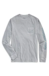 Vineyard Vines Garment Dyed Vintage Whale Long-sleeve Pocket Graphic Tee In Gray Heather