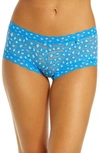 Hanky Panky Cross Dye Leopard Boyshorts In Laguna Blue/ Whte