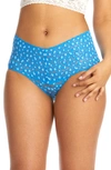 Hanky Panky Cross-dyed Leopard Retro V-kini In Laguna Blue/ Whte